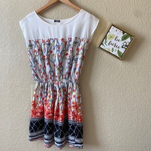 Nooz floral and tile pattern dress elastic waist